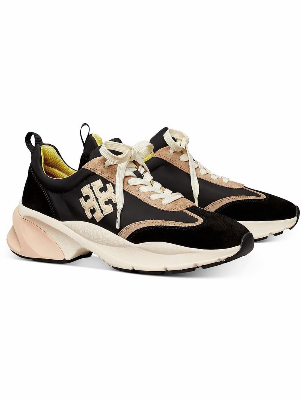Tory Burch Women's Good Luck Trainer Sneakers, Black/Cream/Black, 9 US